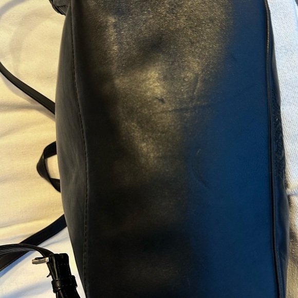 Michael Kors black soft leather embossed backpack. - Picture 2 of 4